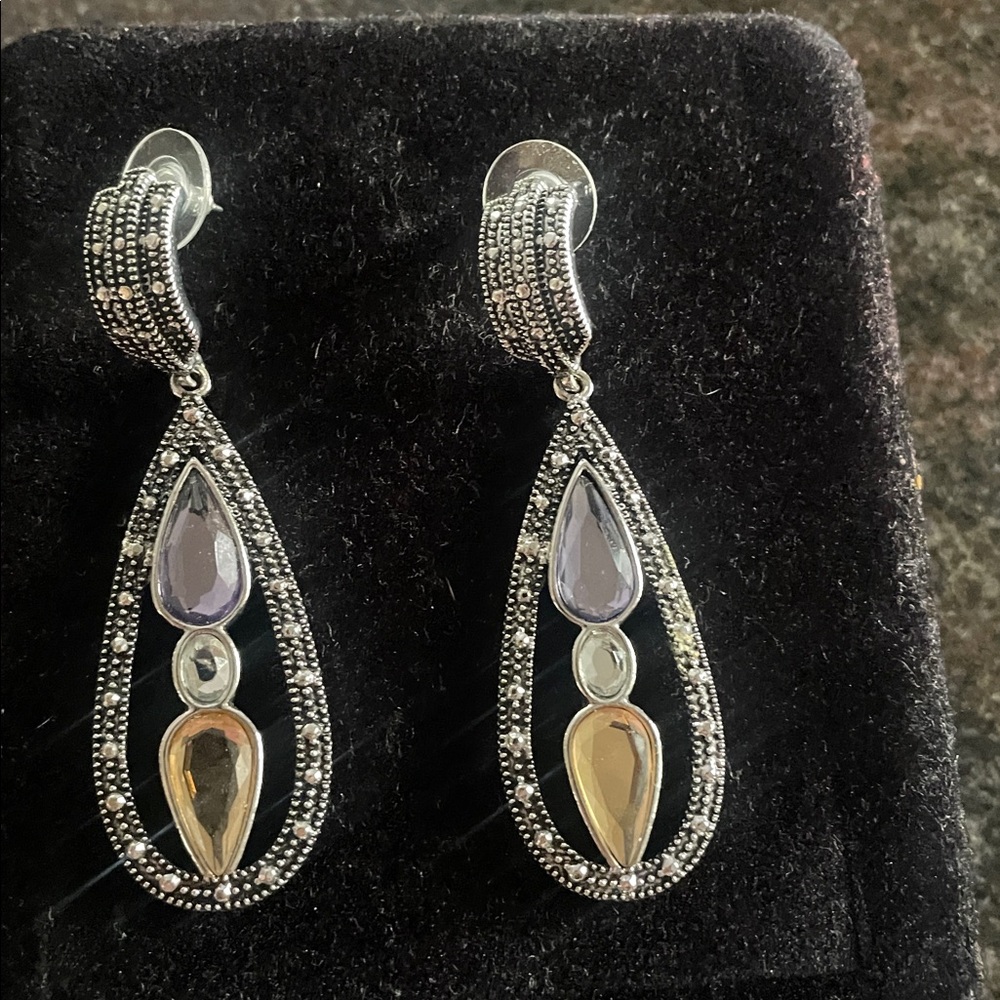 Elegant Silver and Gold Teardrop Earrings